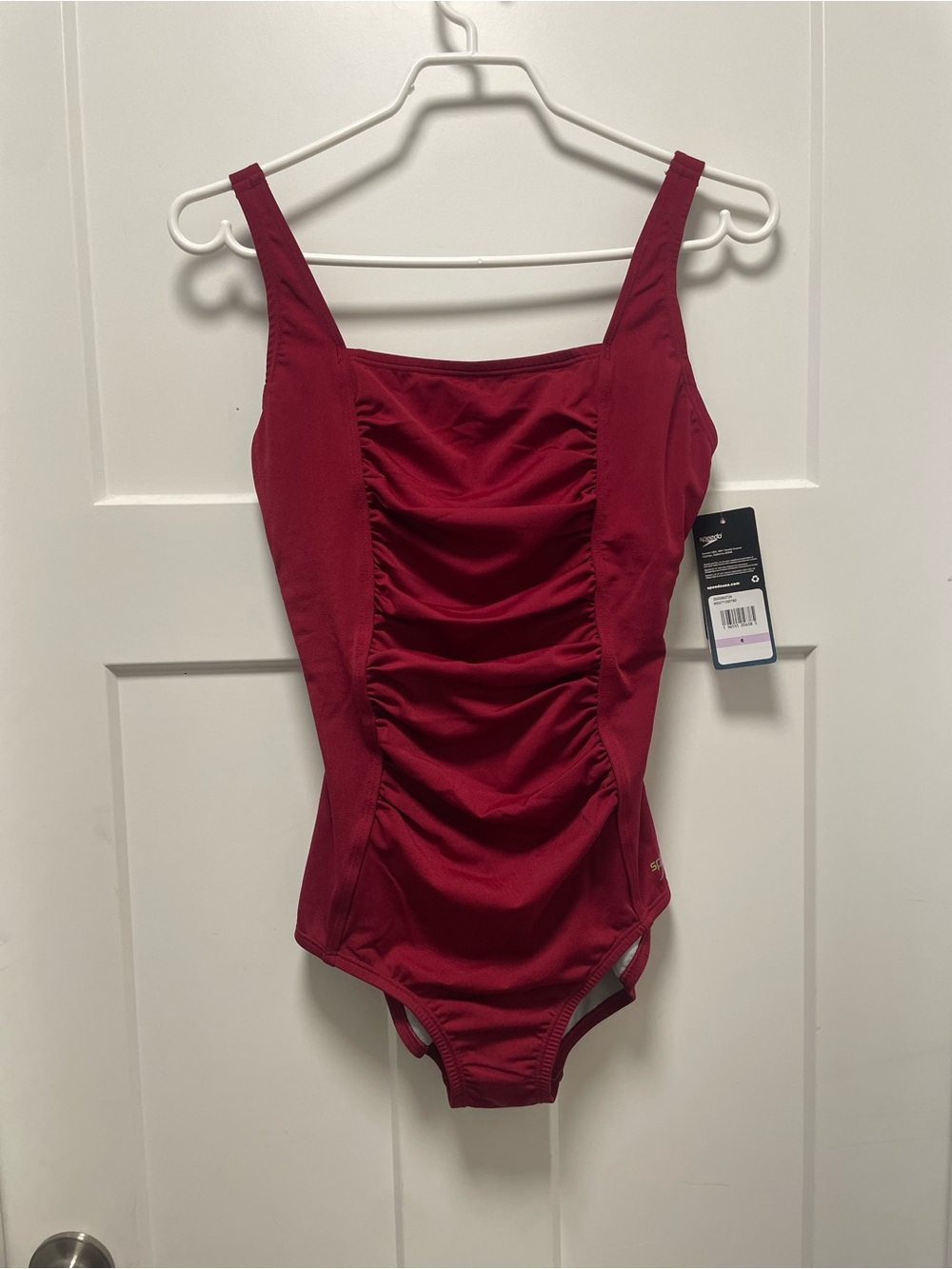 Speedo Red Ruched One Piece Swim Suit